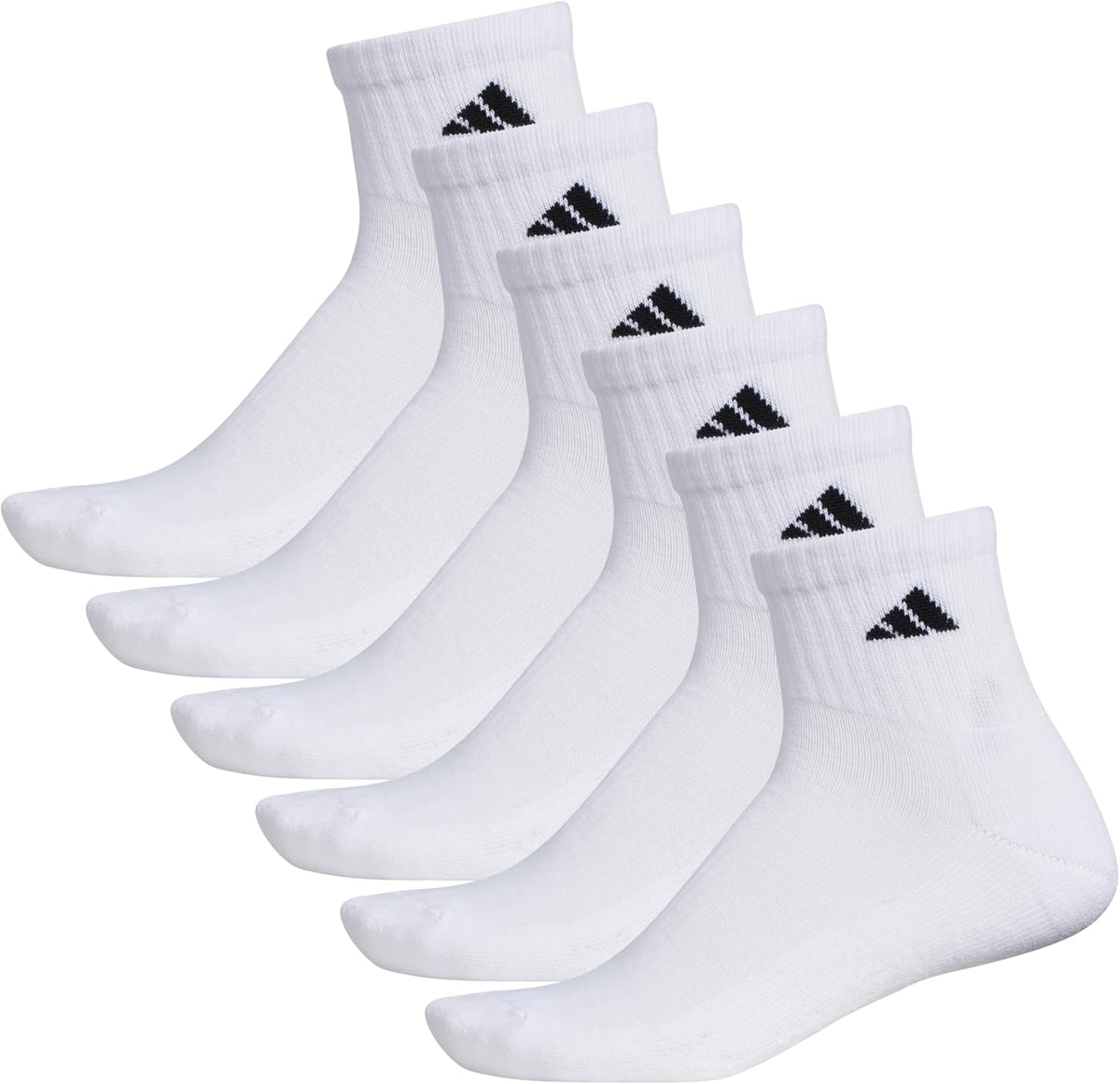 adidas Men's Athletic Cushioned Quarter Ankle Socks 6 Pairs
