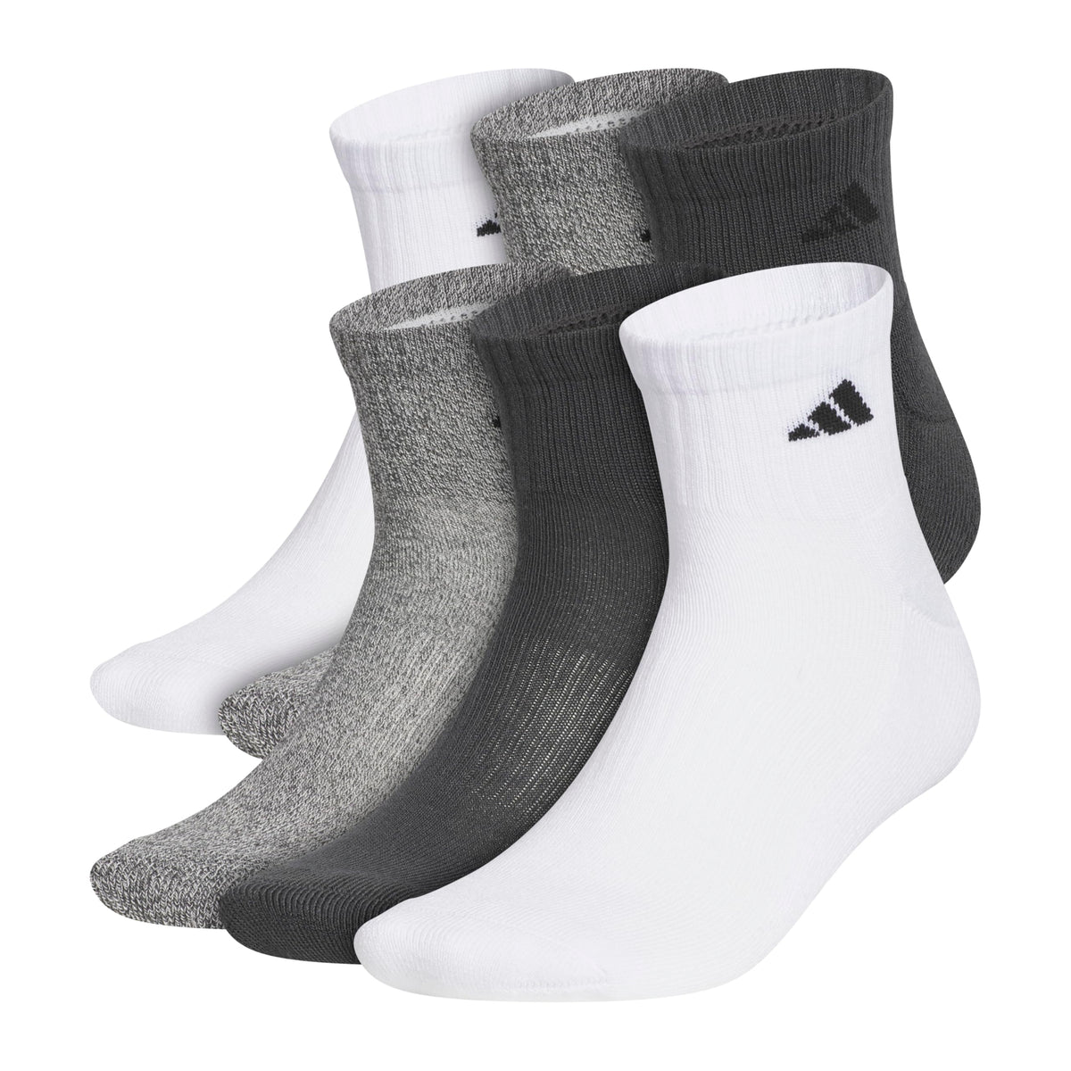 adidas Men's Athletic Cushioned Quarter Ankle Socks 6 Pairs