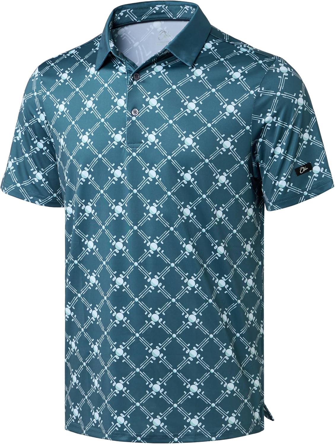 Obla Men's Golf Polo Shirts Print Short Sleeve Dry Fit Collared Shirt