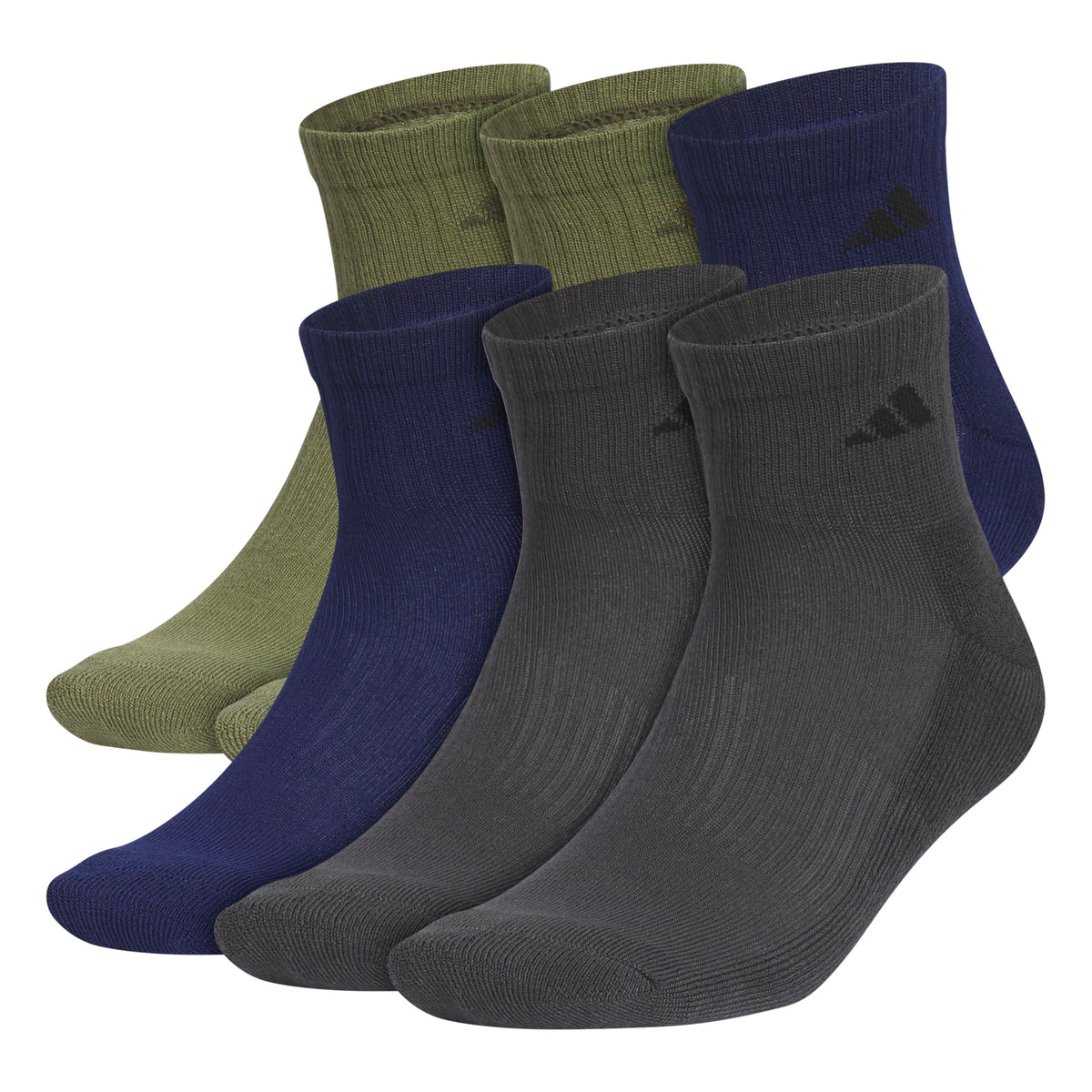 adidas Men's Athletic Cushioned Quarter Ankle Socks 6 Pairs