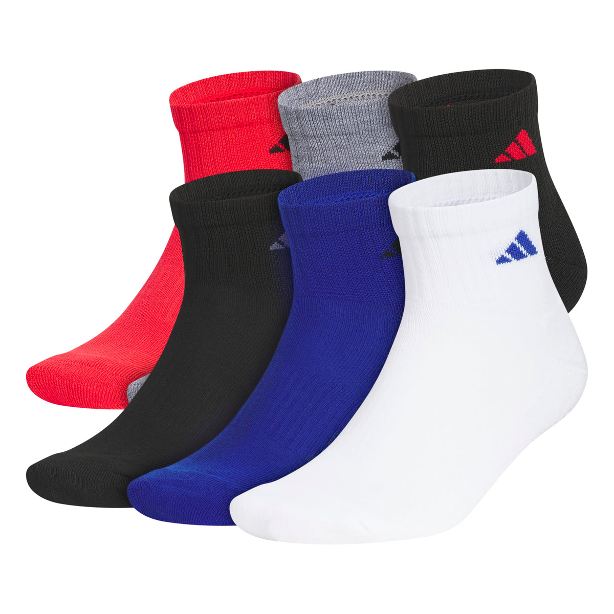 adidas Men's Athletic Cushioned Quarter Ankle Socks 6 Pairs