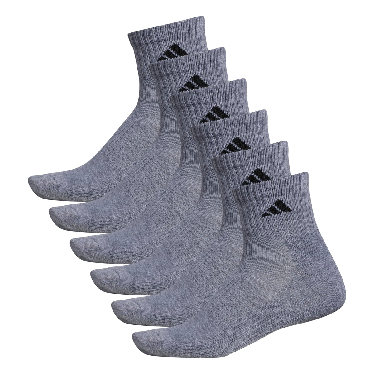adidas Men's Athletic Cushioned Quarter Ankle Socks 6 Pairs