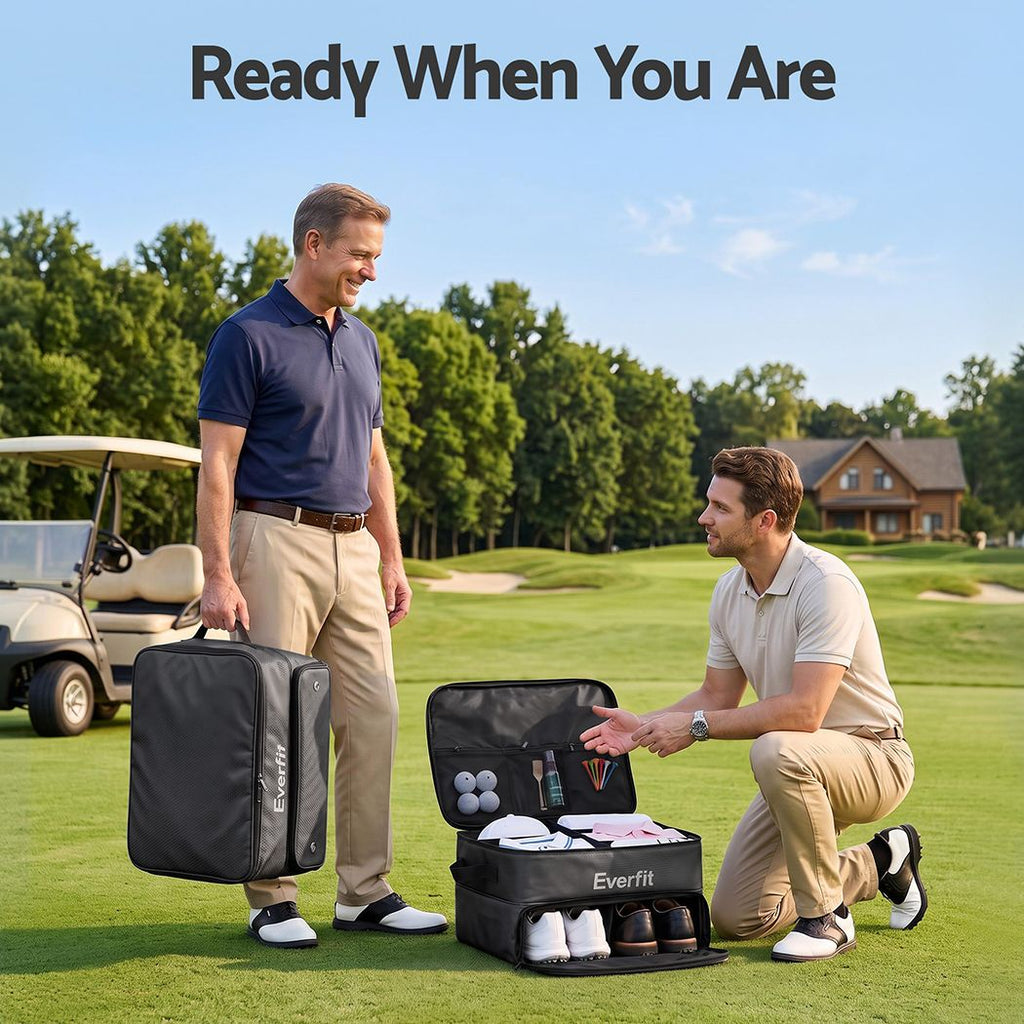Everfit Golf Storage Bag 2-Tier Trunk Organizer with Ventilated Shoe Compartment Black