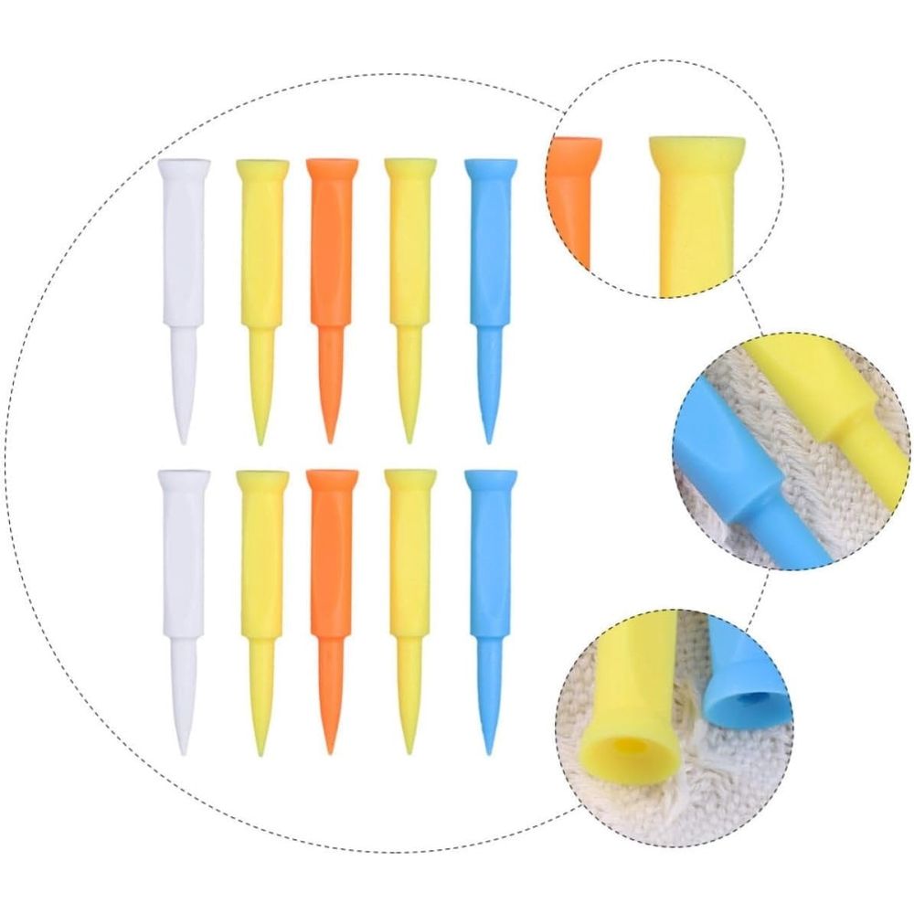 10pcs Golfs Tees Plastic Flat Design for Golf Lovers Sturdy Easy to Use Lightweight Accessory Beautiful Fashionable Style Gift for Golf Lovers