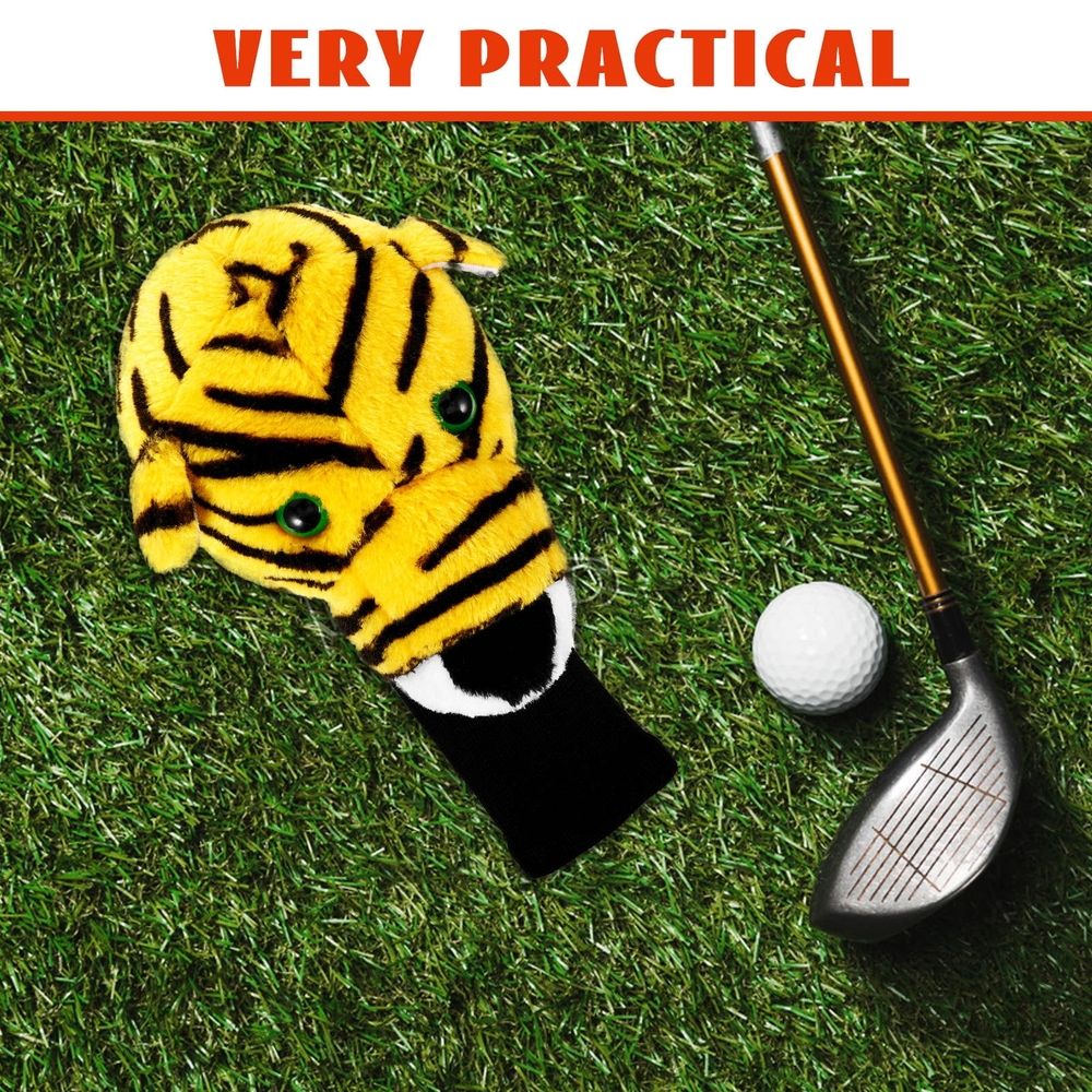 Tiger Shape Golf Cover Set in Yellow Cotton - Golf Accessory for Protecting