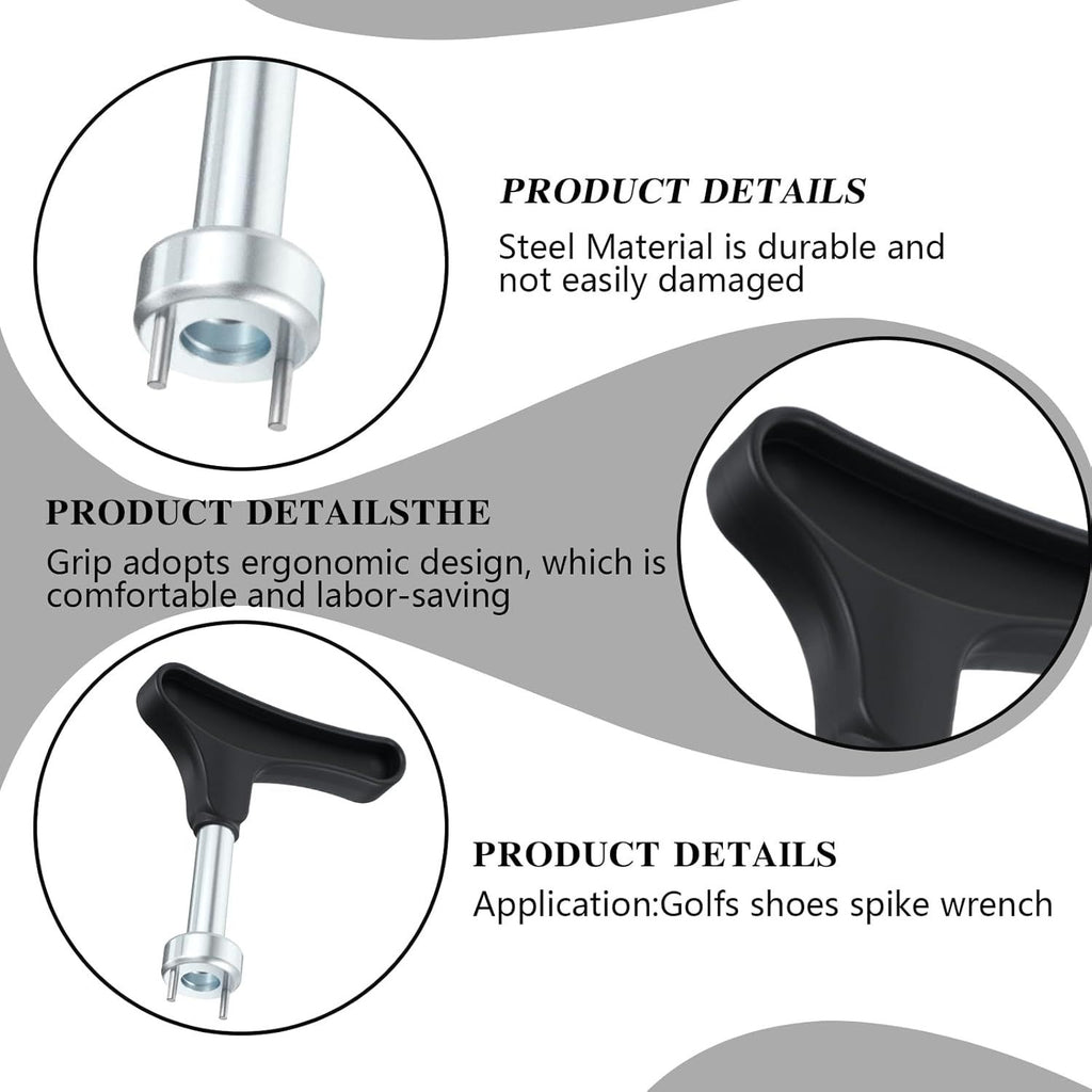 2 Pcs Golf Spike Removal Tool, Stainless Steel Golf Shoe Spikes Wrench, Multifunction Golf Wrench, Adjustment Cleat Key Remover for Spike Shoes (Universal, Black)