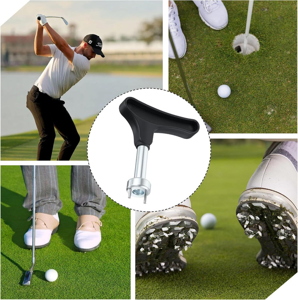 2 Pcs Golf Spike Removal Tool, Stainless Steel Golf Shoe Spikes Wrench, Multifunction Golf Wrench, Adjustment Cleat Key Remover for Spike Shoes (Universal, Black)
