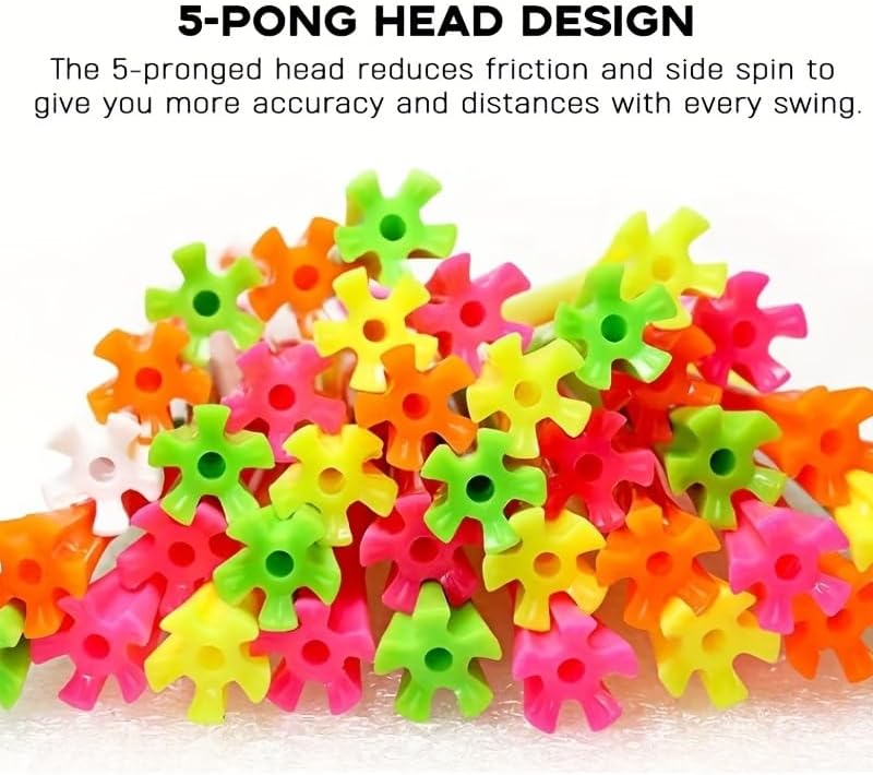 120 Pack Plastic Golf Tees,Contain 100 pcs 3-1/4 Inch Unbreakable Long Tees and 20 Short Tees,Mixed Color,Frictional Resistance Reduction