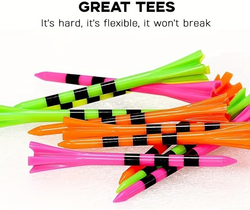 120 Pack Plastic Golf Tees,Contain 100 pcs 3-1/4 Inch Unbreakable Long Tees and 20 Short Tees,Mixed Color,Frictional Resistance Reduction