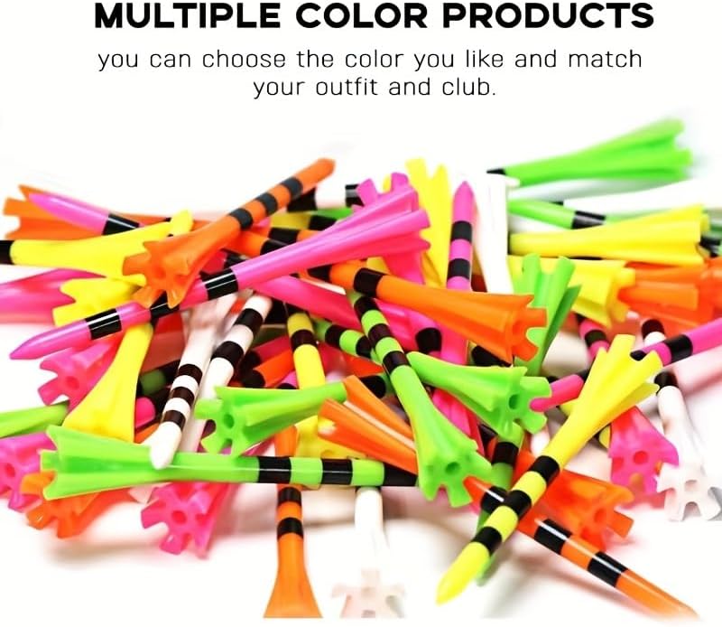 120 Pack Plastic Golf Tees,Contain 100 pcs 3-1/4 Inch Unbreakable Long Tees and 20 Short Tees,Mixed Color,Frictional Resistance Reduction