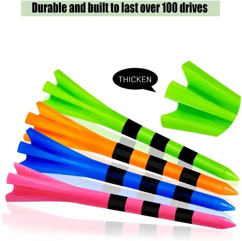 120 Pack Plastic Golf Tees,Contain 100 pcs 3-1/4 Inch Unbreakable Long Tees and 20 Short Tees,Mixed Color,Frictional Resistance Reduction