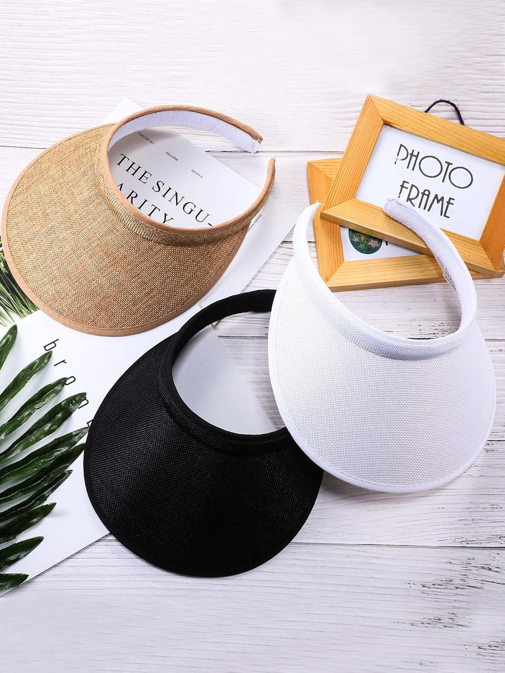 3 Pieces Sun Visor Hats Summer Wide Brim Clip on Beach Adjustable Large Brim Cap Golf Hat for Women