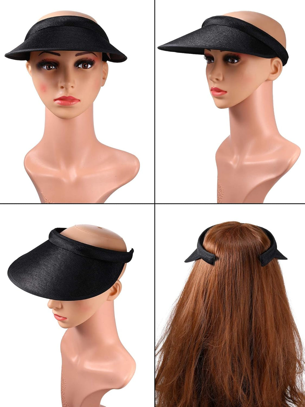 3 Pieces Sun Visor Hats Summer Wide Brim Clip on Beach Adjustable Large Brim Cap Golf Hat for Women