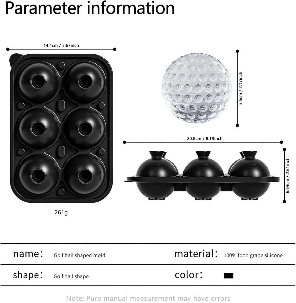 Bangp Golf Ball Ice Cube Molds,Novelty Golf Gifts Ball Ice Maker Mold,2.2" Large Sphere Round Ice Cube Mold,Fun Shapes Large Whiskey Ice Cube Tray for Cocktails,Bourbon
