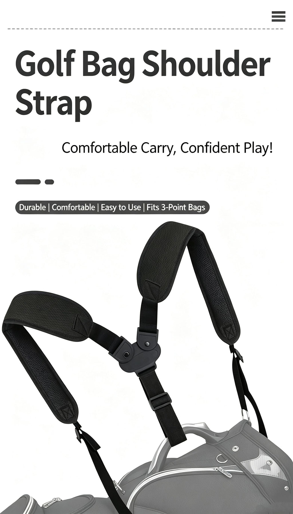 Replaceable shoulder strap for golf bag