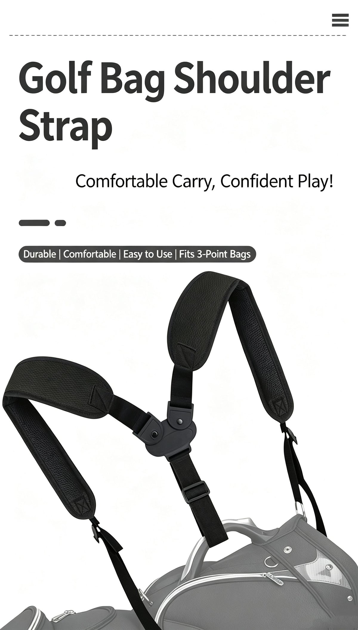 Replaceable shoulder strap for golf bag