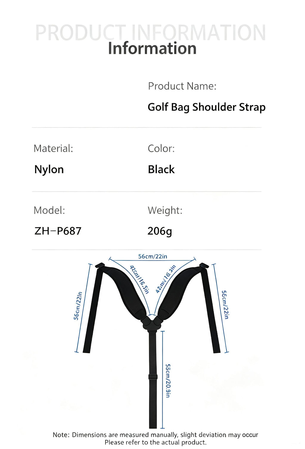 Replaceable shoulder strap for golf bag