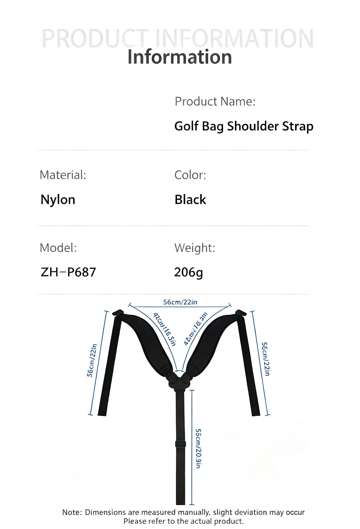 Replaceable shoulder strap for golf bag
