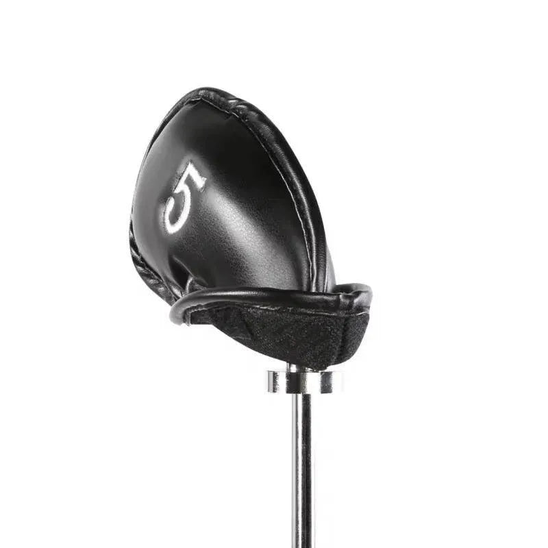 12PCS PU Leather Golf Iron Head Covers Set Black with Velcro Closure