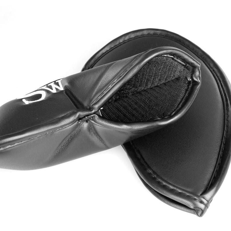 12PCS PU Leather Golf Iron Head Covers Set Black with Velcro Closure