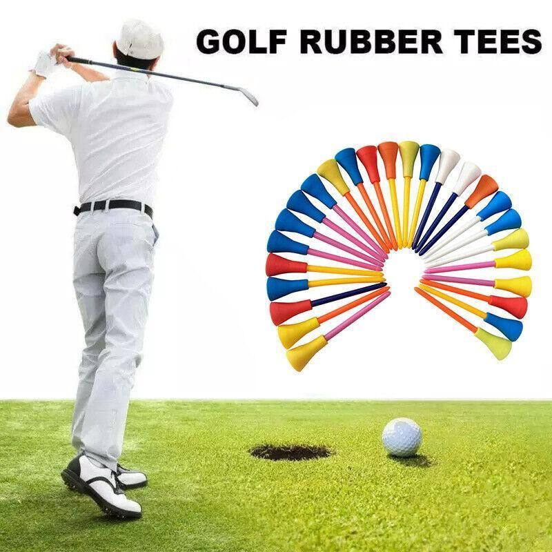 83mm Rubber Golf Tees 30PCS - Colourful Durable Plastic Tees with Soft Cushion Top