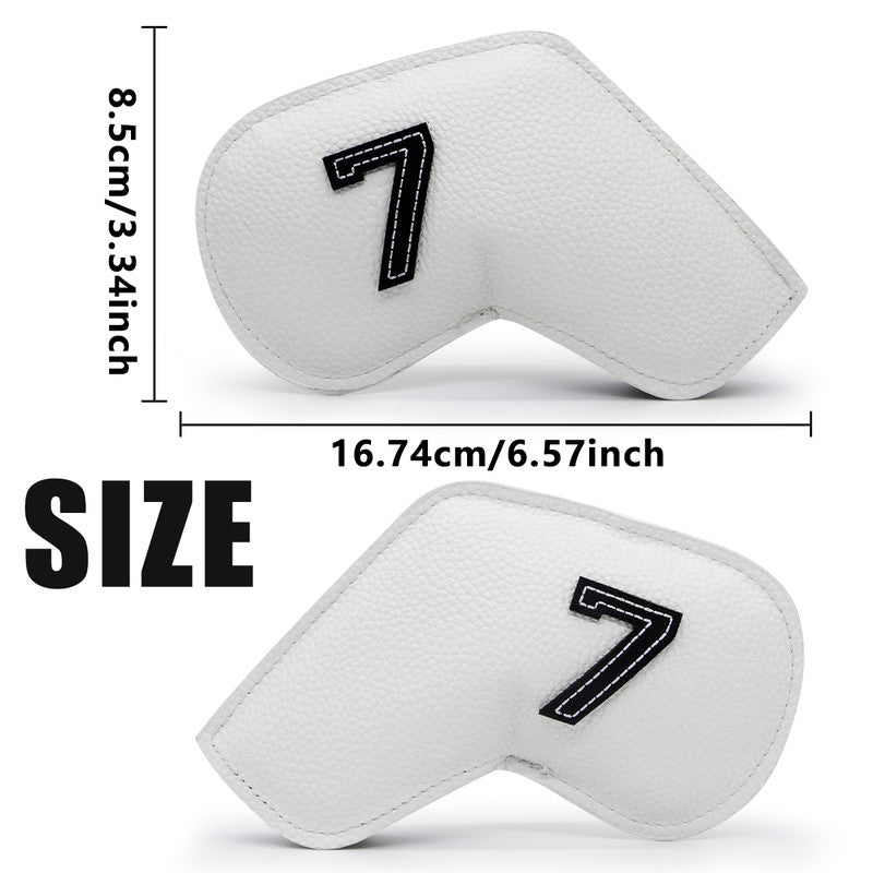 Colorful Golf Iron Head Covers Set of 10 - Waterproof PU Leather Club Protectors with Embroidered Numbers (3-9, P, A, S)
