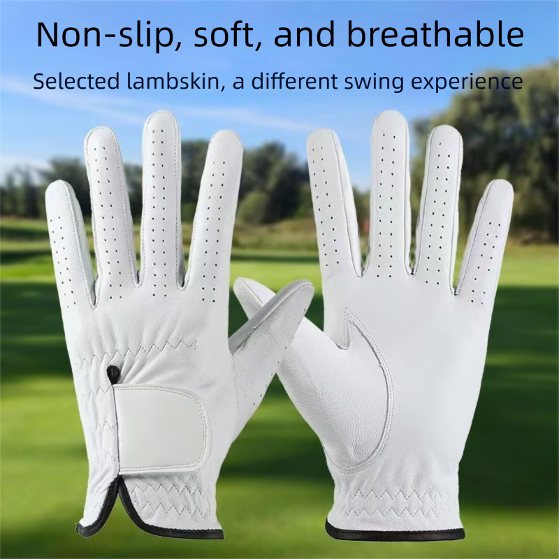 White Left Hand Golf Glove M Size - Breathable Anti-Slip Golf Glove with Adjustable Wrist Strap for Golf Training and Outdoor Games