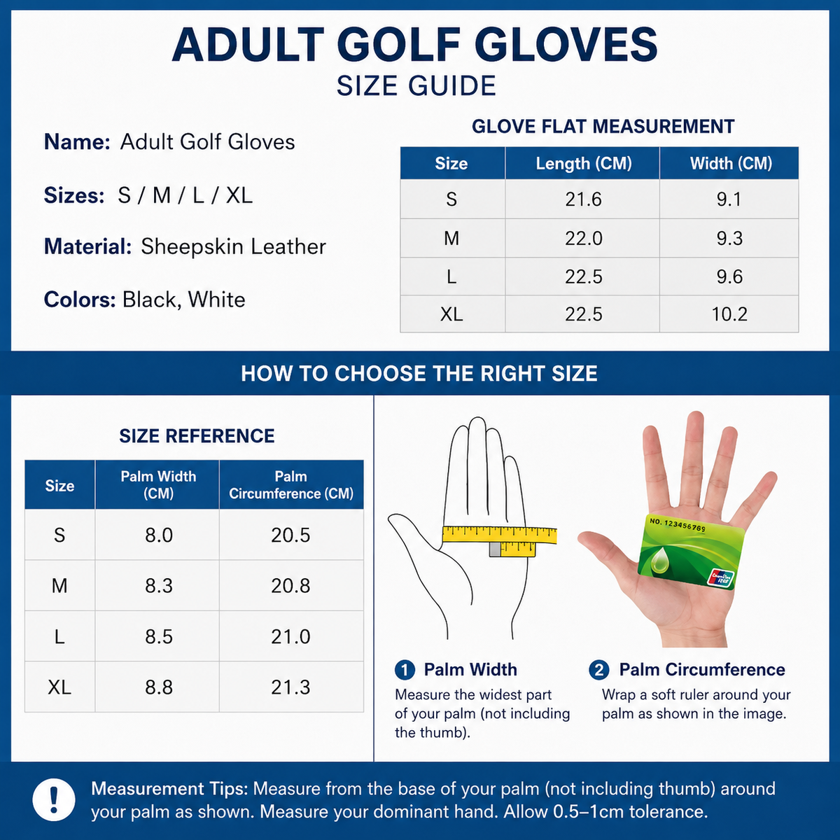 White Left Hand Golf Glove L Size - Breathable Anti-Slip Golf Glove with Adjustable Wrist Strap for Golf Training and Outdoor Games